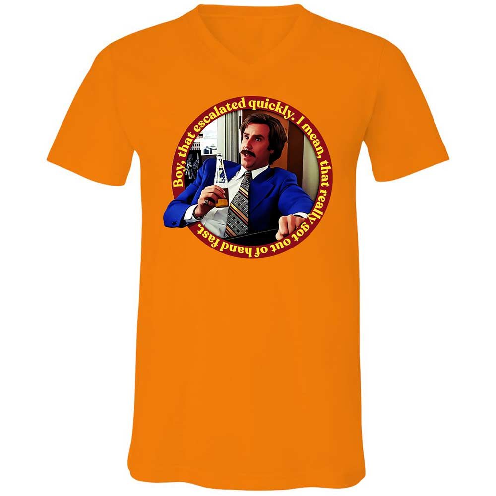 Unisex V-Neck T-Shirt - HZVBRTN8 - Orange - 7
