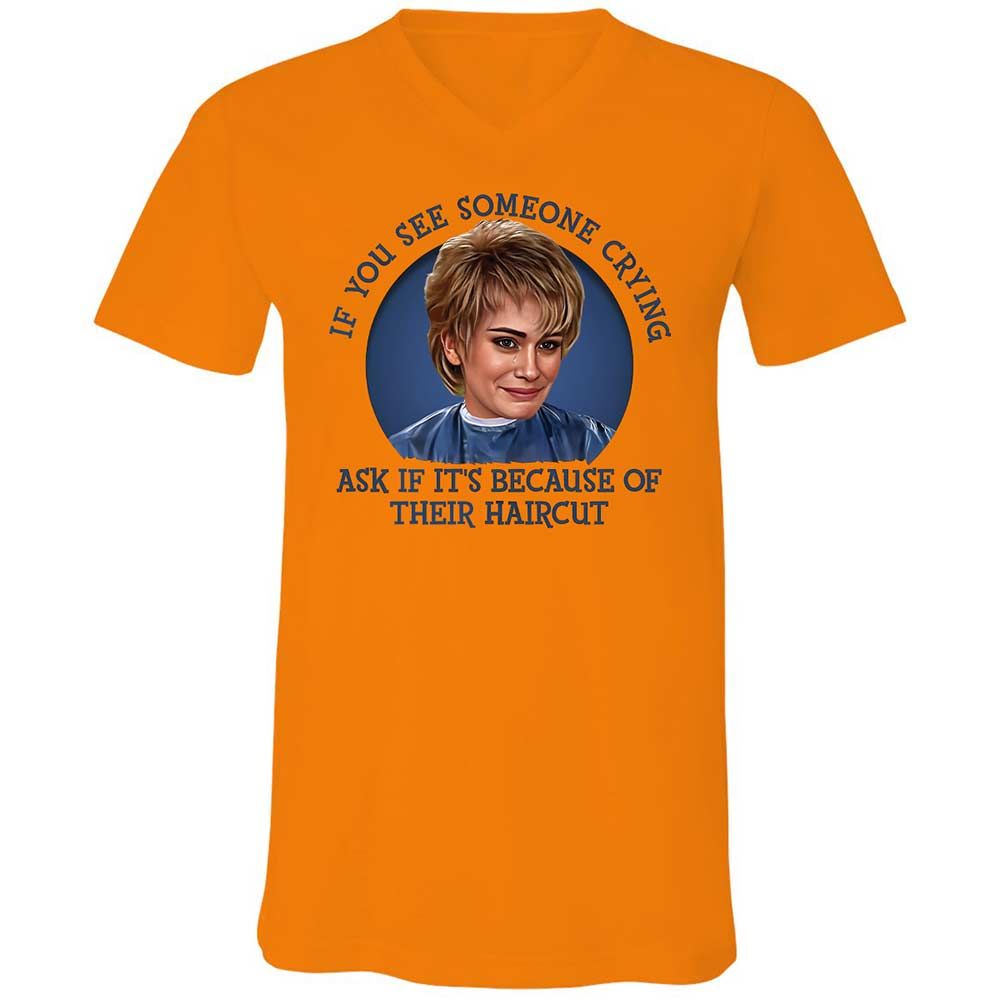 Unisex V-Neck T-Shirt - 8CP7PL58 - Orange - 7