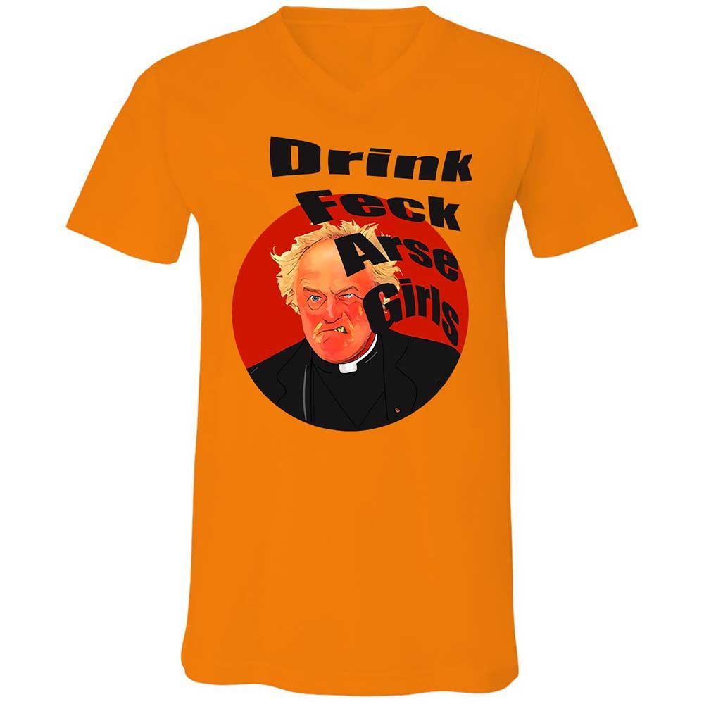 Unisex V-Neck T-Shirt - HTFWXHSP - Orange - 7