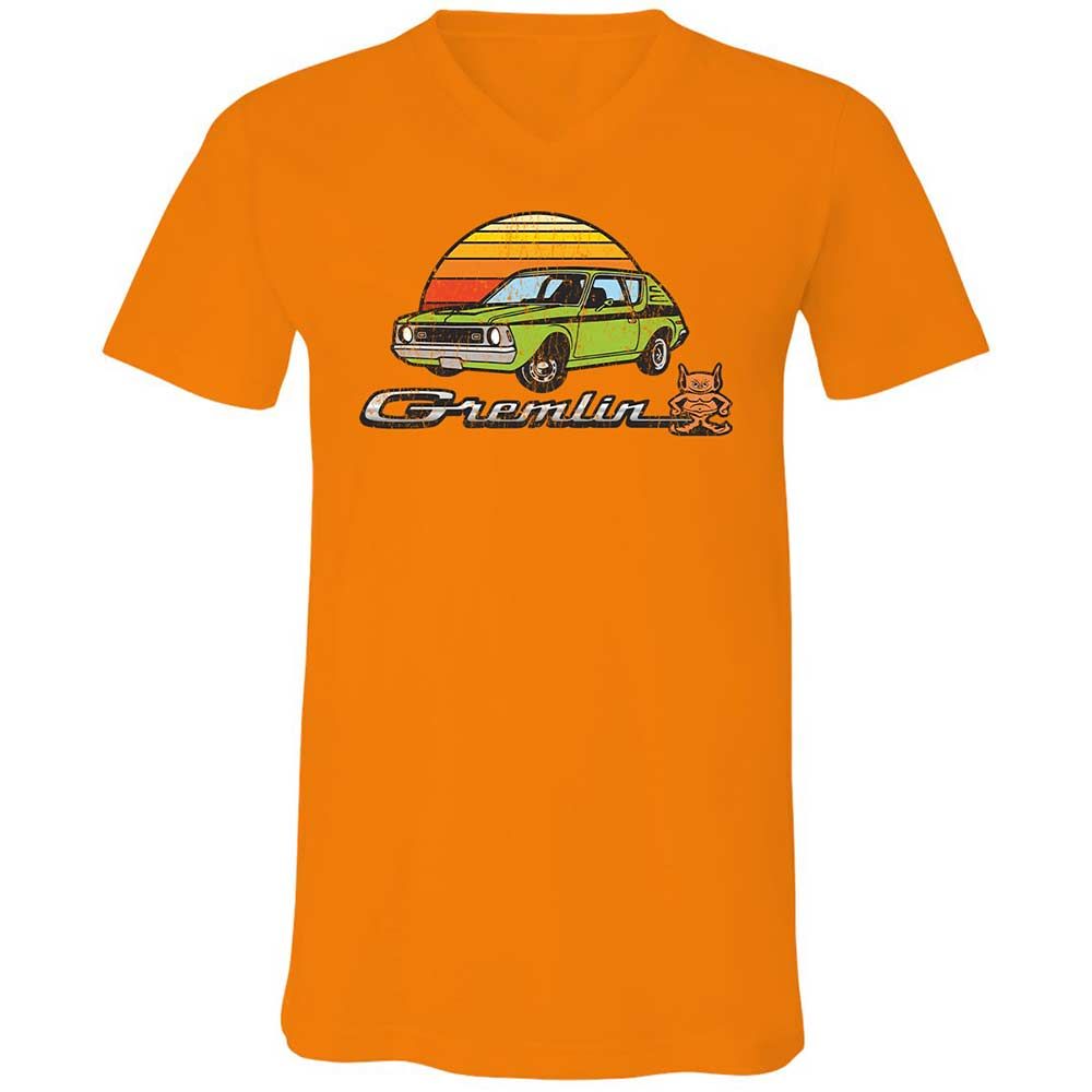 Unisex V-Neck T-Shirt - 1CVLH8DY - Orange - 7