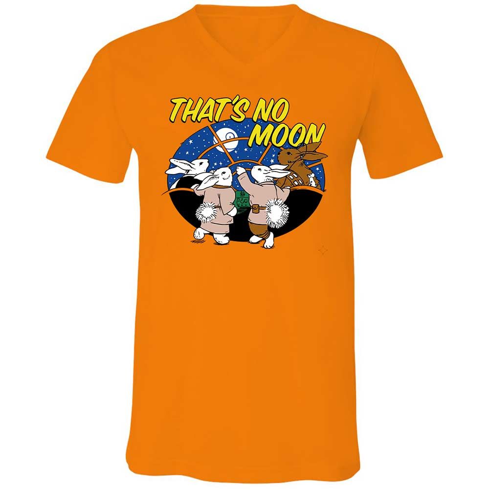 Unisex V-Neck T-Shirt - White - Orange - 7