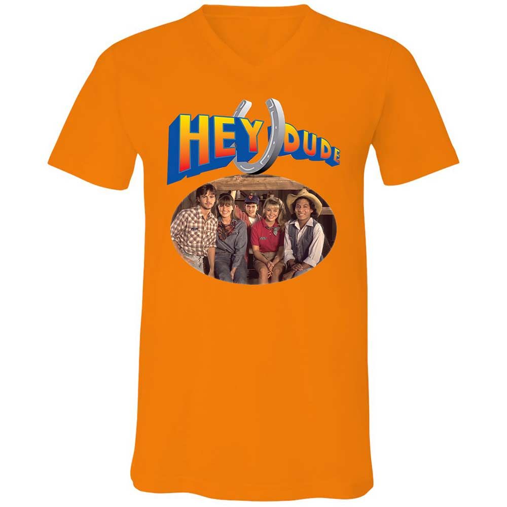 Unisex V-Neck T-Shirt - E2D4SL45 - Orange - 7