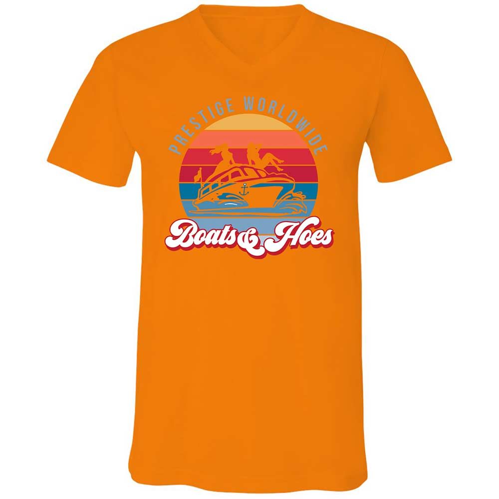 Unisex V-Neck T-Shirt - XWS4Z1VS - Orange - 7