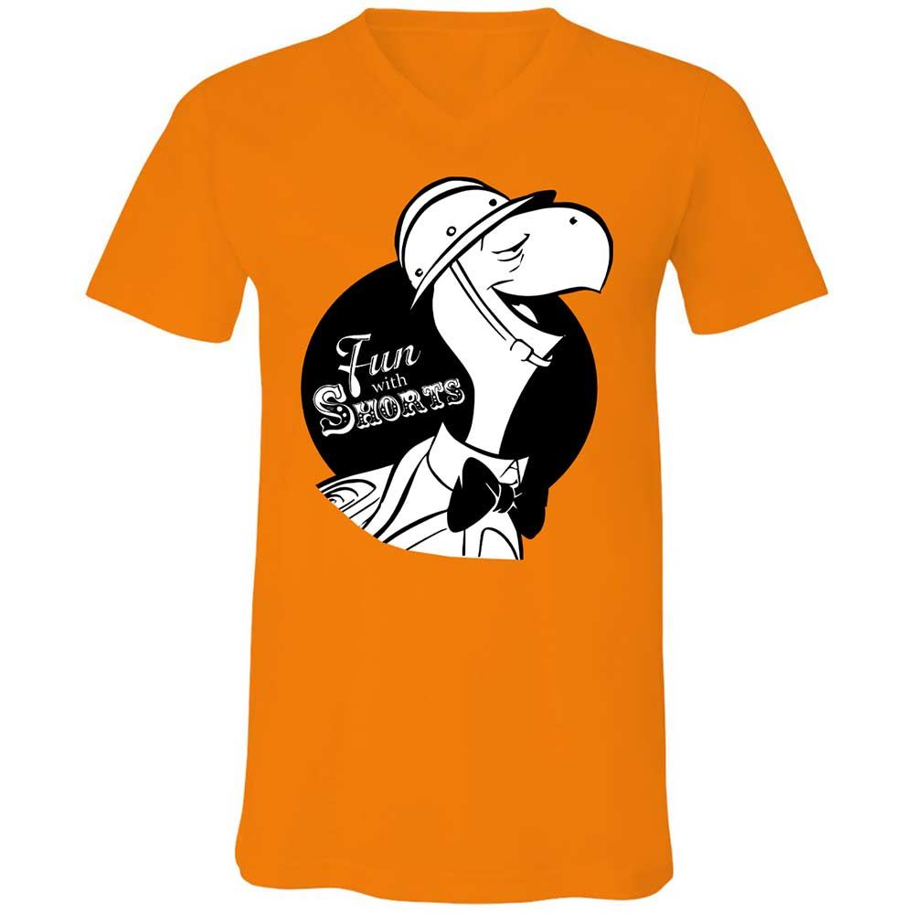 Unisex V-Neck T-Shirt - D68B4ZT9 - Orange - 7