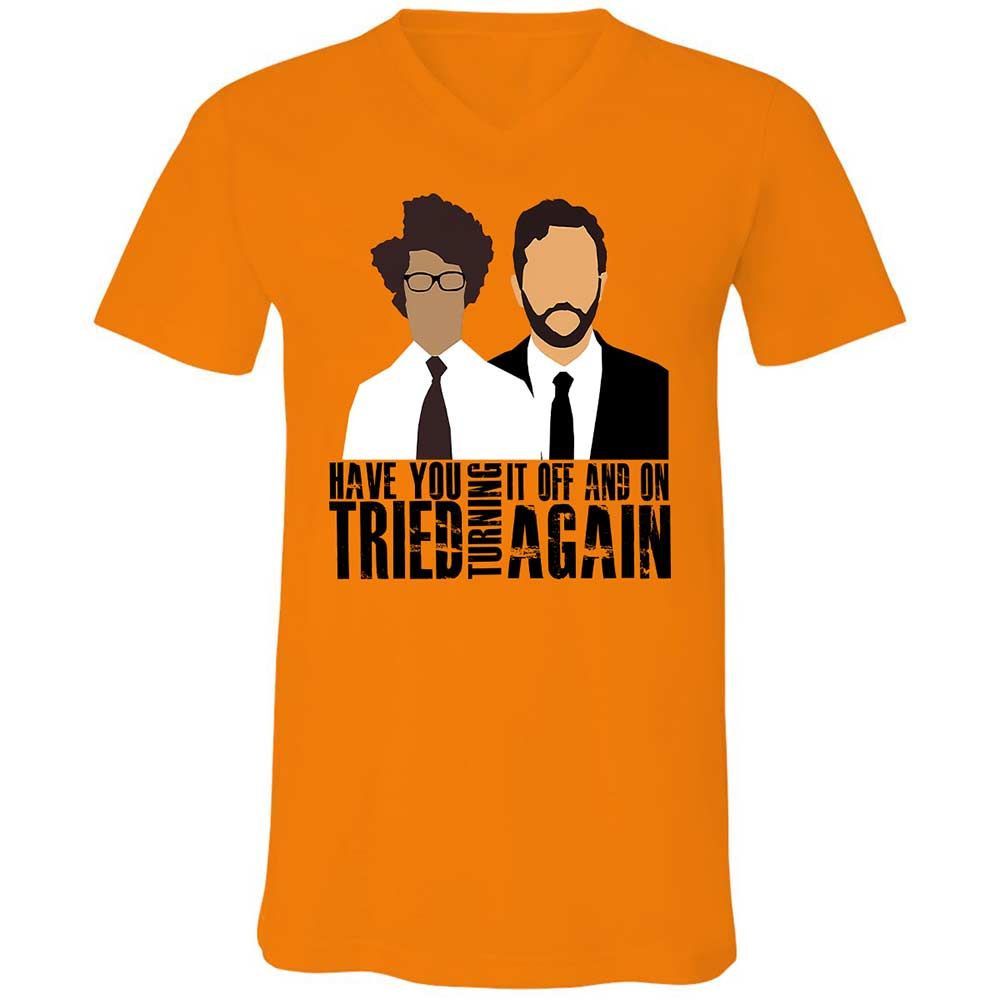Unisex V-Neck T-Shirt - M9MSFYEY - Orange - 7