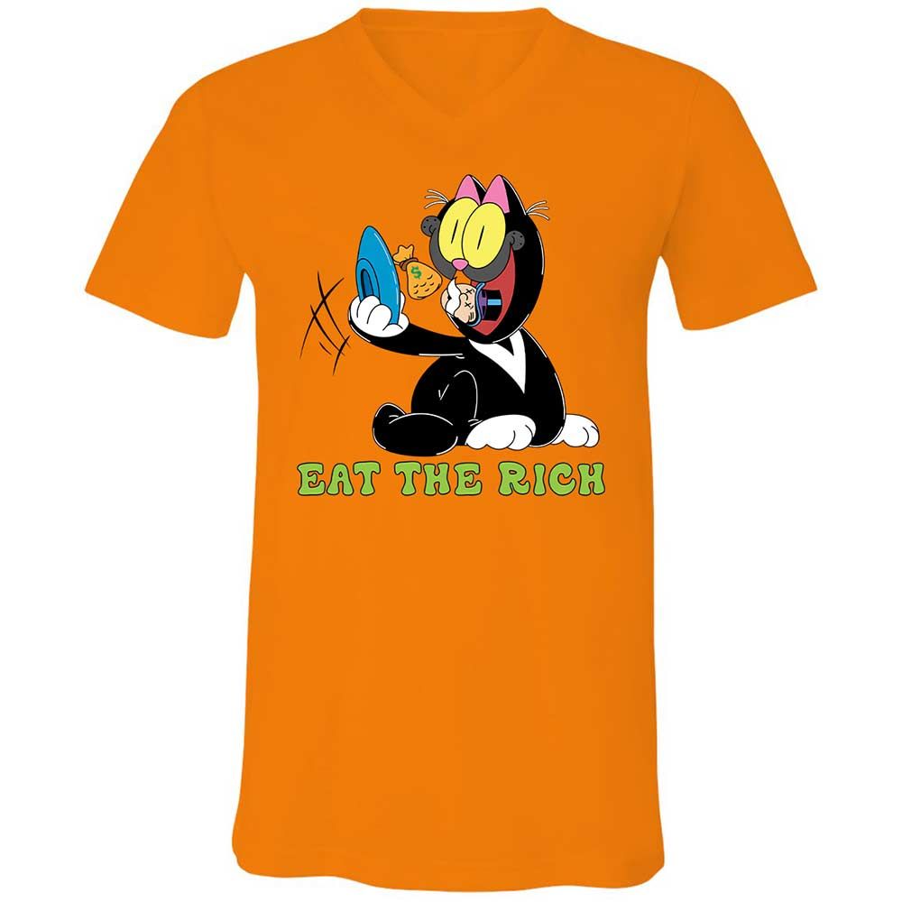 Unisex V-Neck T-Shirt - 8HVVUXP4 - Orange - 7