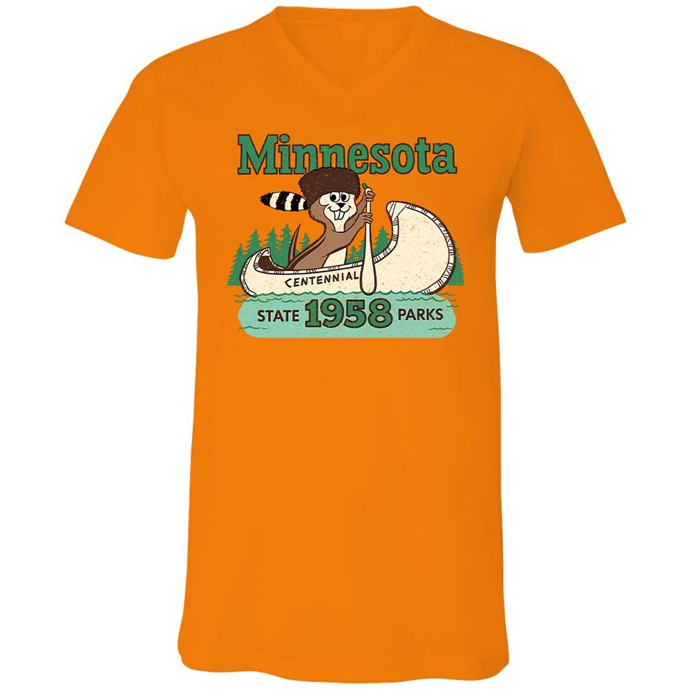Unisex V-Neck T-Shirt - WQCBZTXK - Orange - 7