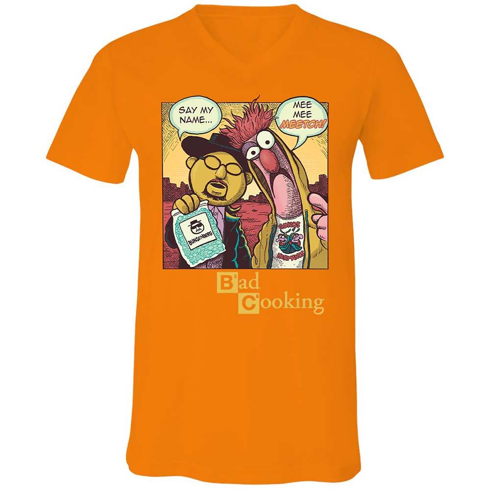 Unisex V-Neck T-Shirt - S8NCHHR7 - Orange - 7