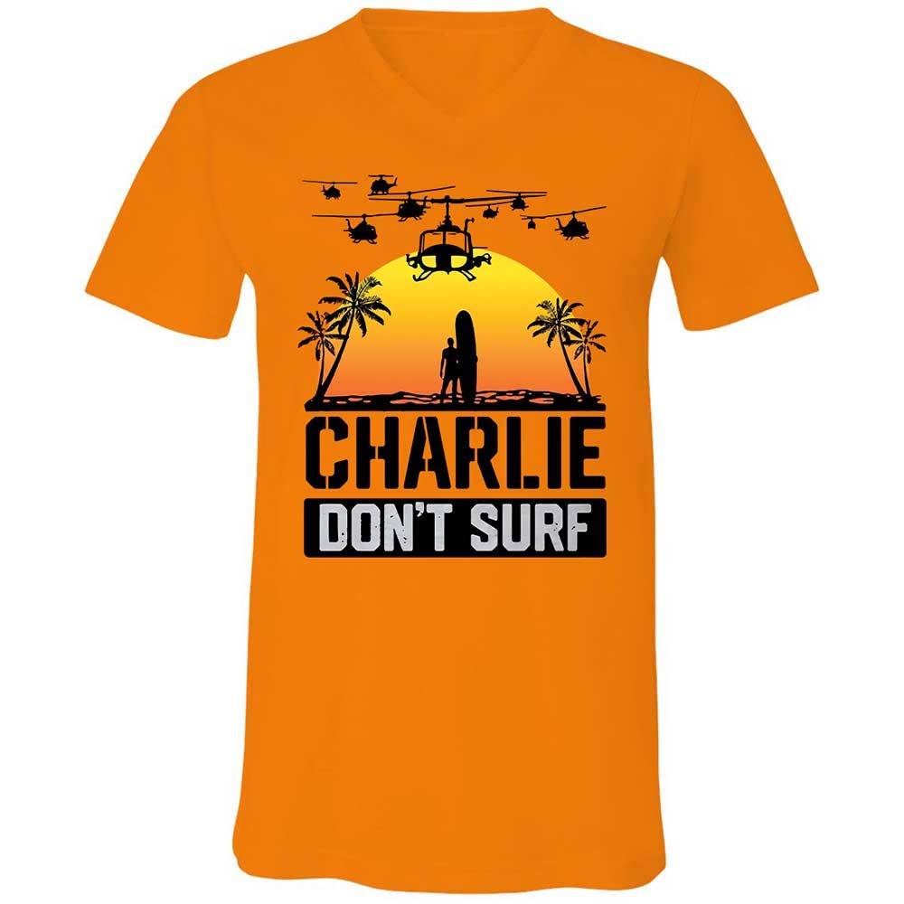 Unisex V-Neck T-Shirt - D6PE4LBV - Orange - 7