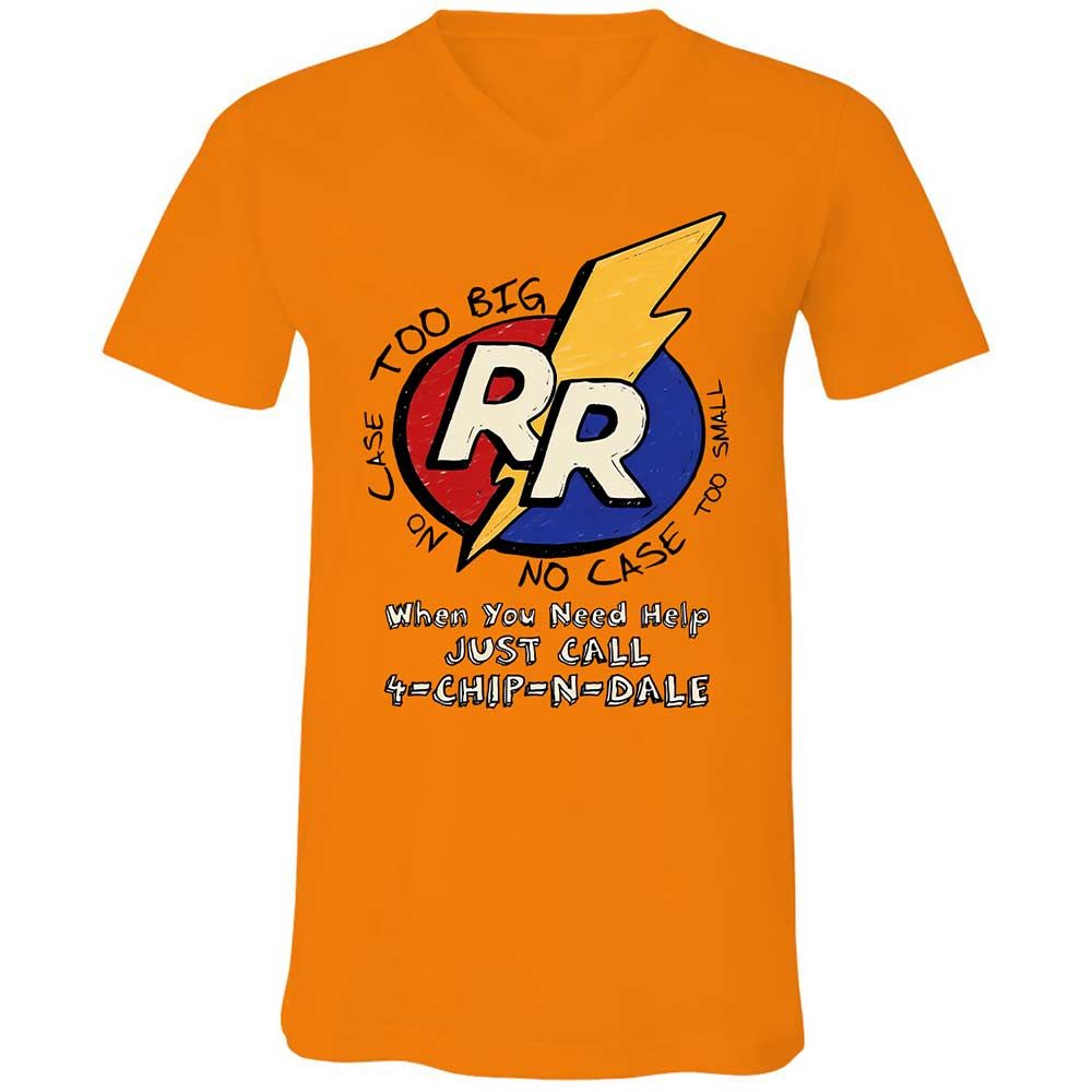 Unisex V-Neck T-Shirt - ABFAP6XQ - Orange - 7