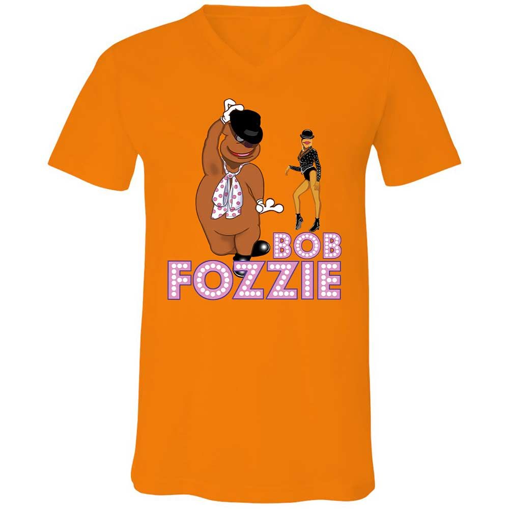 Unisex V-Neck T-Shirt - HTB5Q8WH - Orange - 7