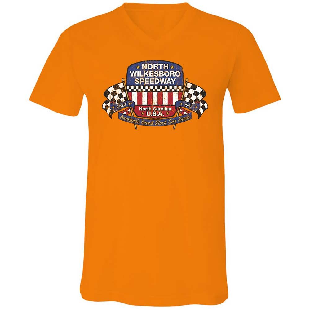 Unisex V-Neck T-Shirt - 8GCRQ53Y - Orange - 7