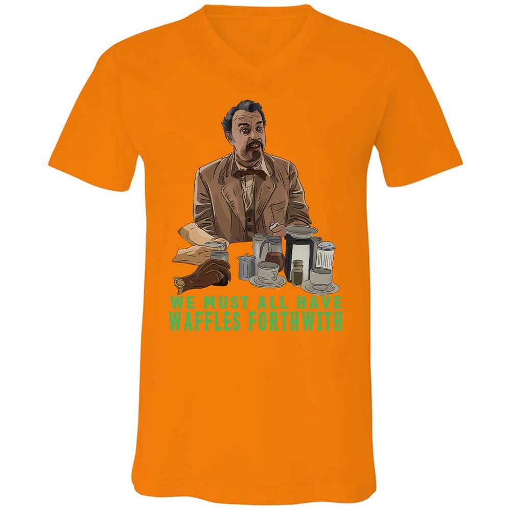 Unisex V-Neck T-Shirt - S9KFU46Y - Orange - 7