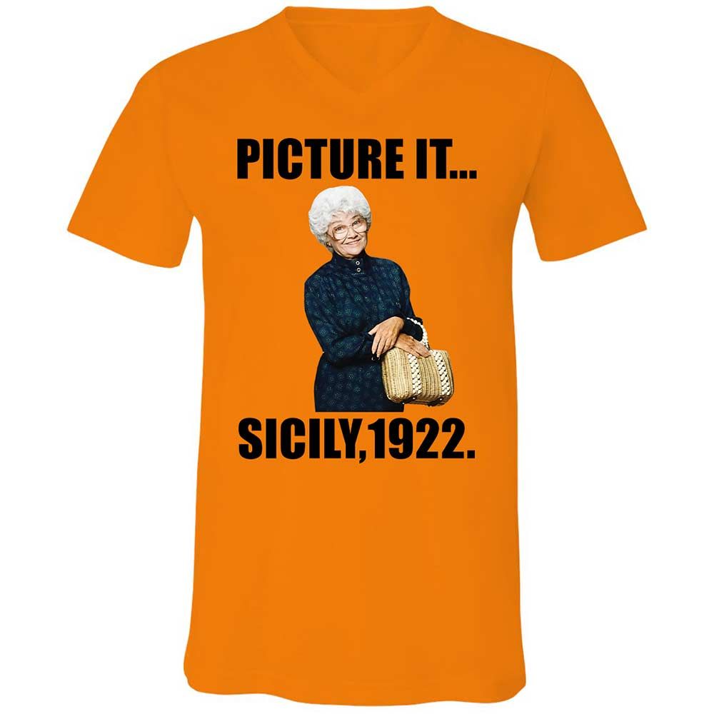 Unisex V-Neck T-Shirt - HHEW922S - Orange - 7