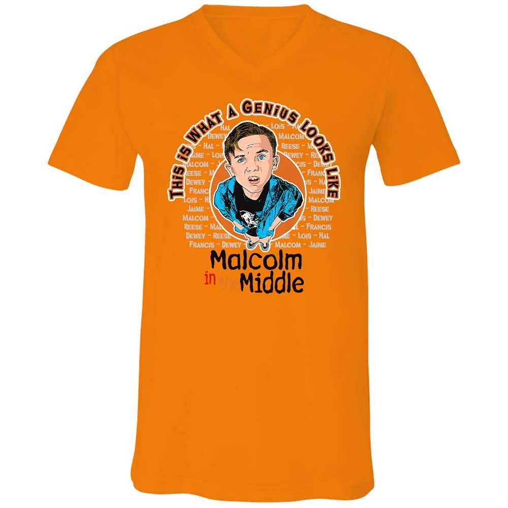 Unisex V-Neck T-Shirt - 2HJKEGH7 - Orange - 7
