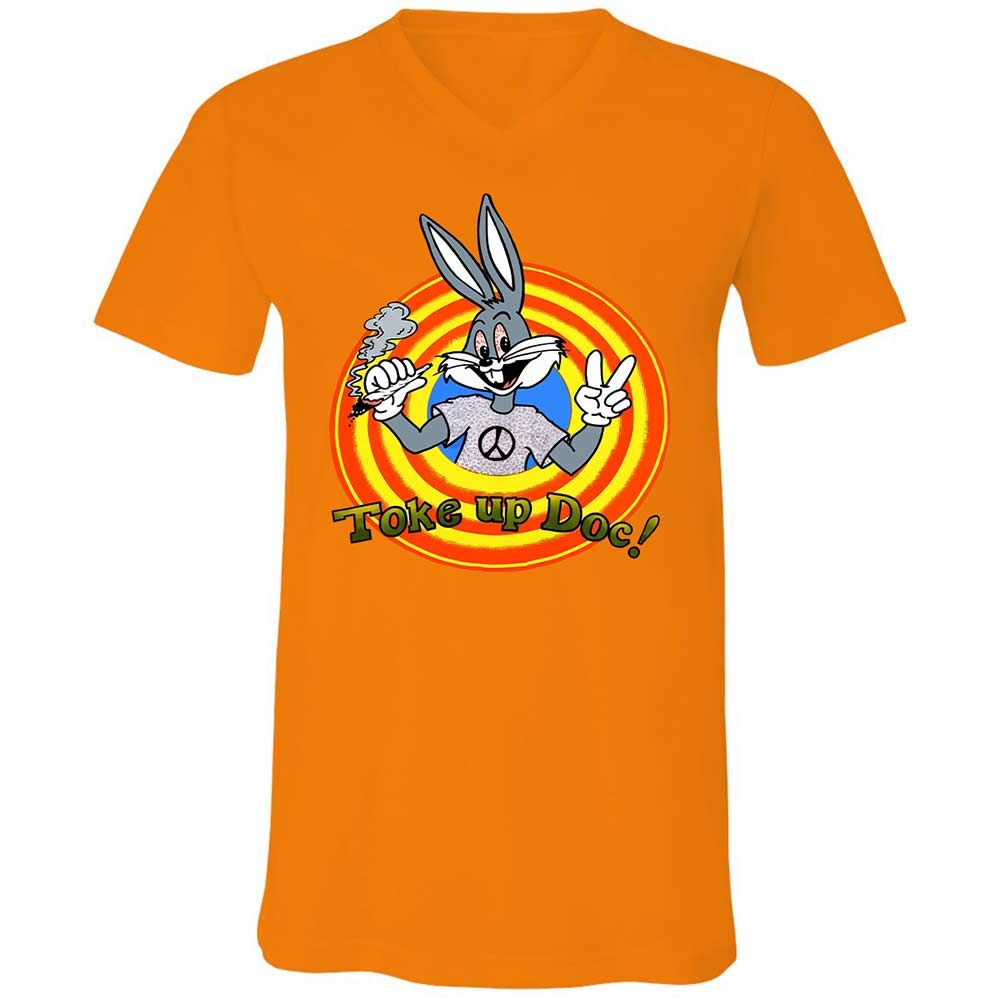 Unisex V-Neck T-Shirt - 3EPG2YFU - Orange - 7