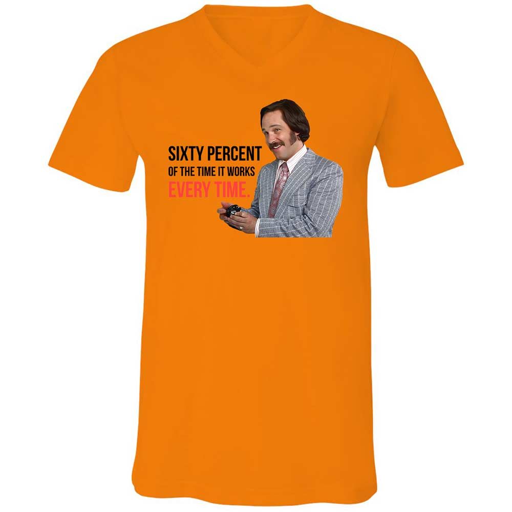 Unisex V-Neck T-Shirt - A7YVUSJG - Orange - 7