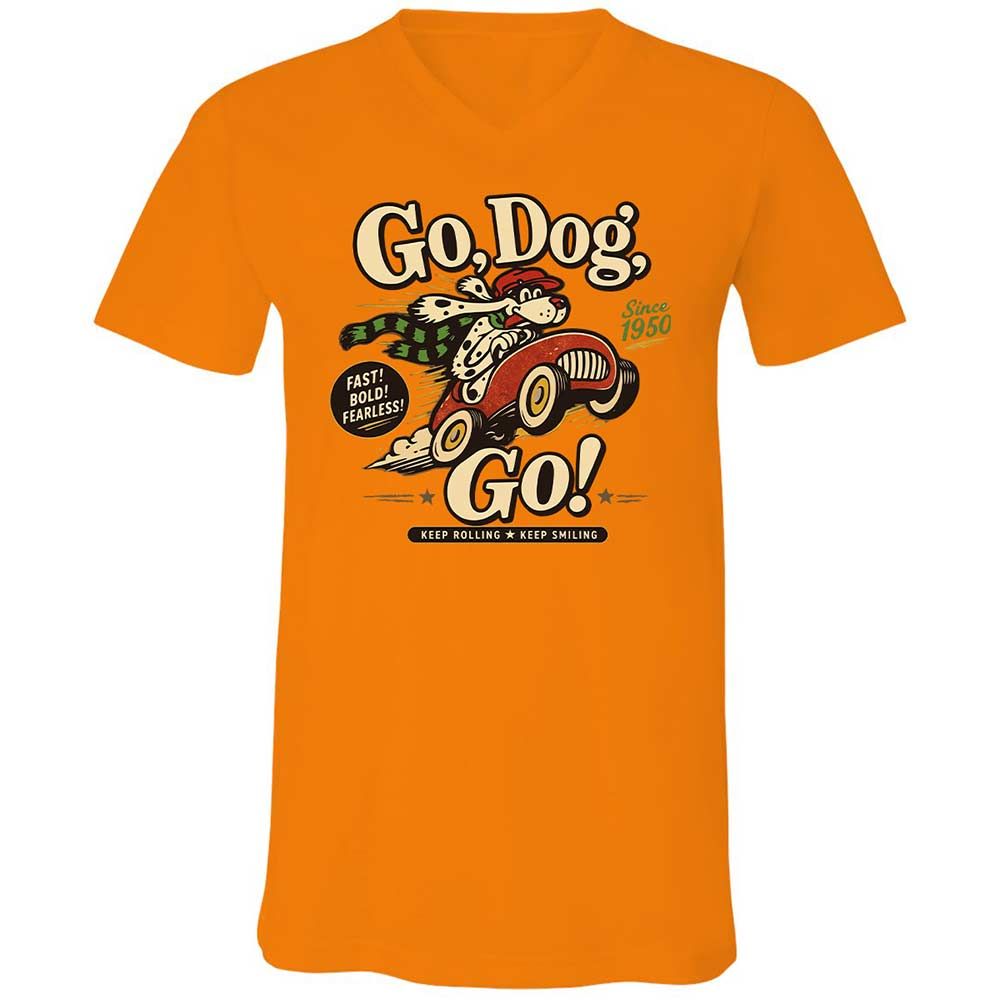 Unisex V-Neck T-Shirt - L5GDX3KP - Orange - 7