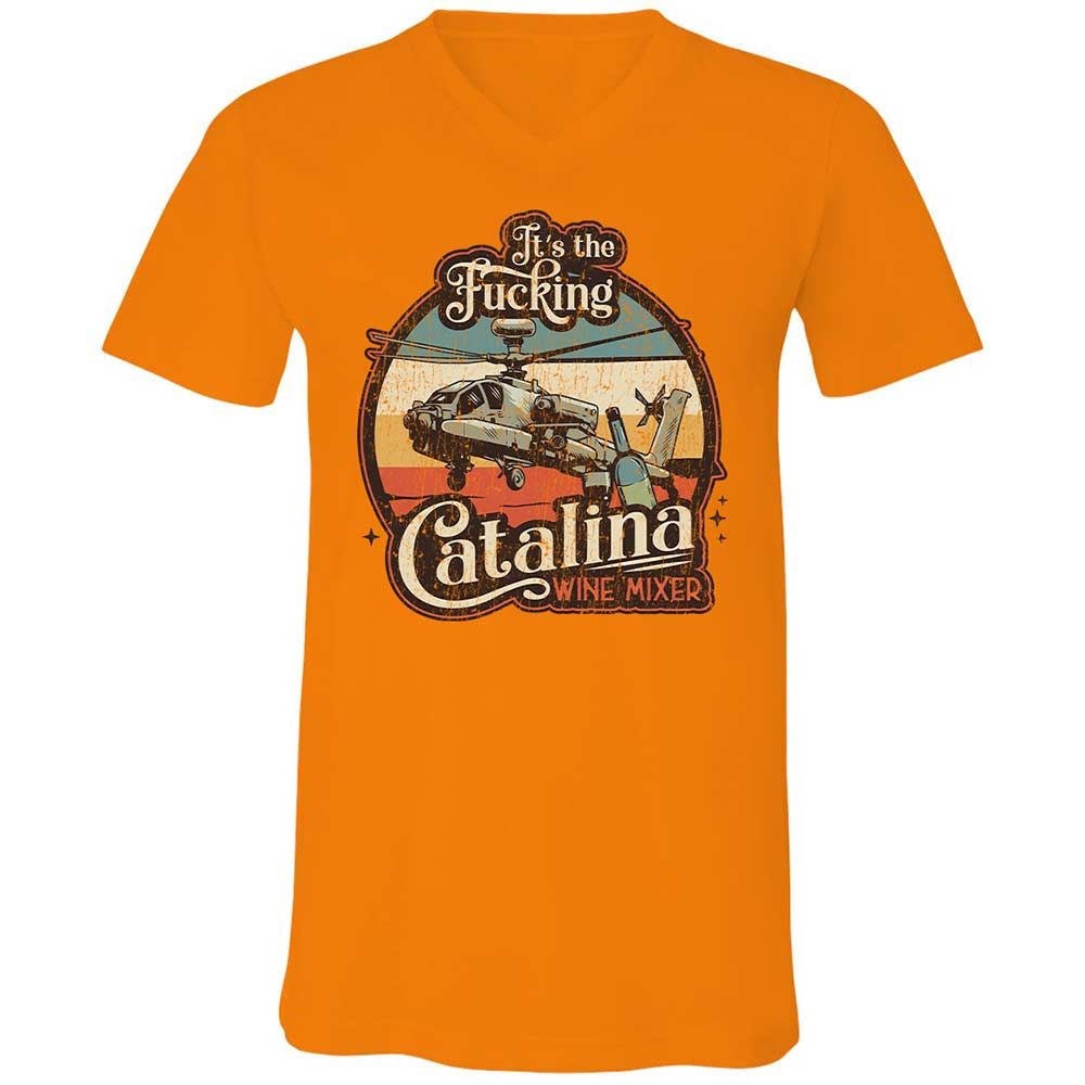 Unisex V-Neck T-Shirt - RTGQRCQB - Orange - 7