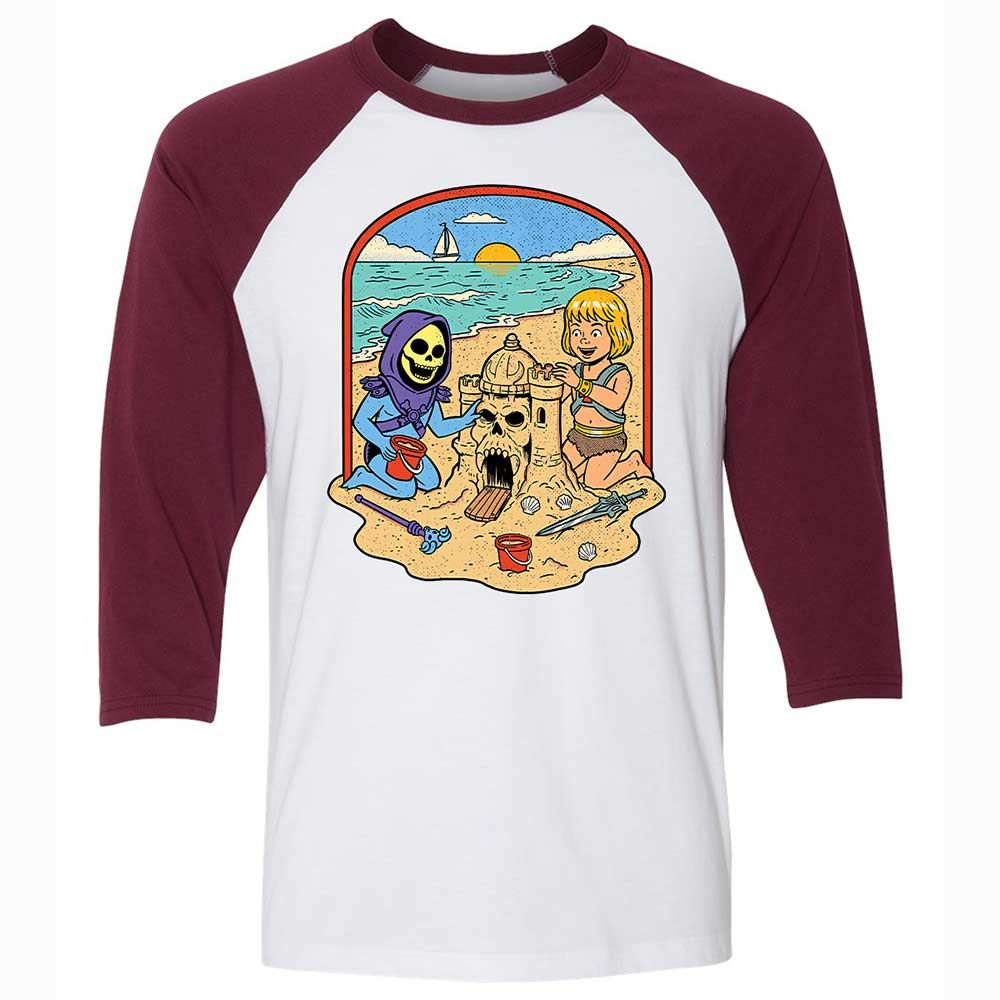 Unisex 3/4 Baseball Tee - TLT4E69S - White/Maroon - 7