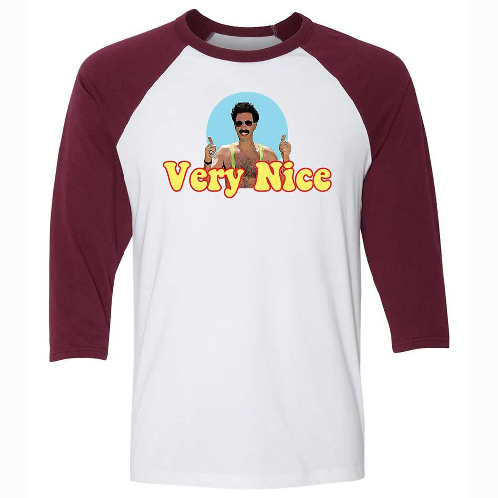 Unisex 3/4 Baseball Tee - E116GZS9 - White/Maroon - 7