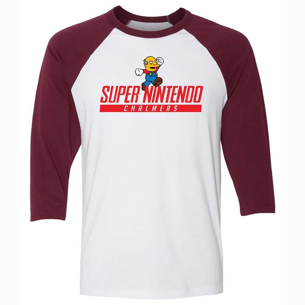 Unisex 3/4 Baseball Tee - HHFWH3CG - White/Maroon - 7