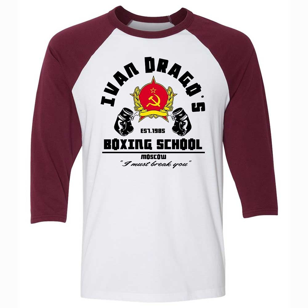 Unisex 3/4 Baseball Tee - 9L4F8MPM - White/Maroon - 7