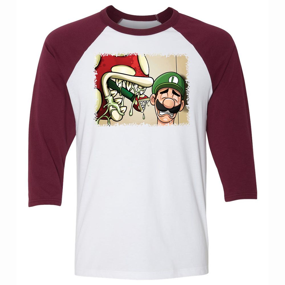 Unisex 3/4 Baseball Tee - NGAELQJF - White/Maroon - 7