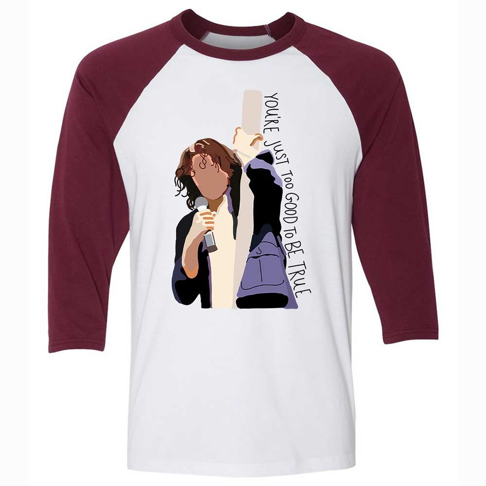 Unisex 3/4 Baseball Tee - N7BF6MUR - White/Maroon - 7