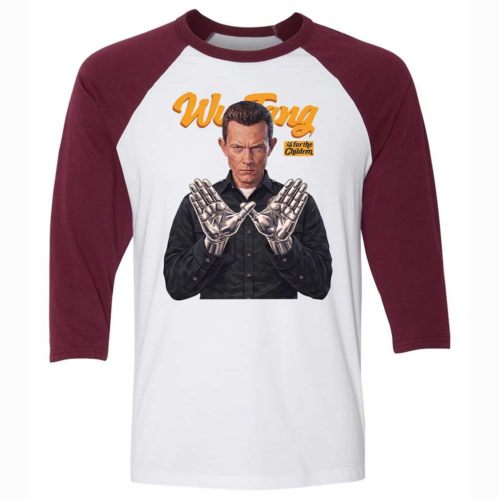 Unisex 3/4 Baseball Tee - Black - White/Maroon - 7
