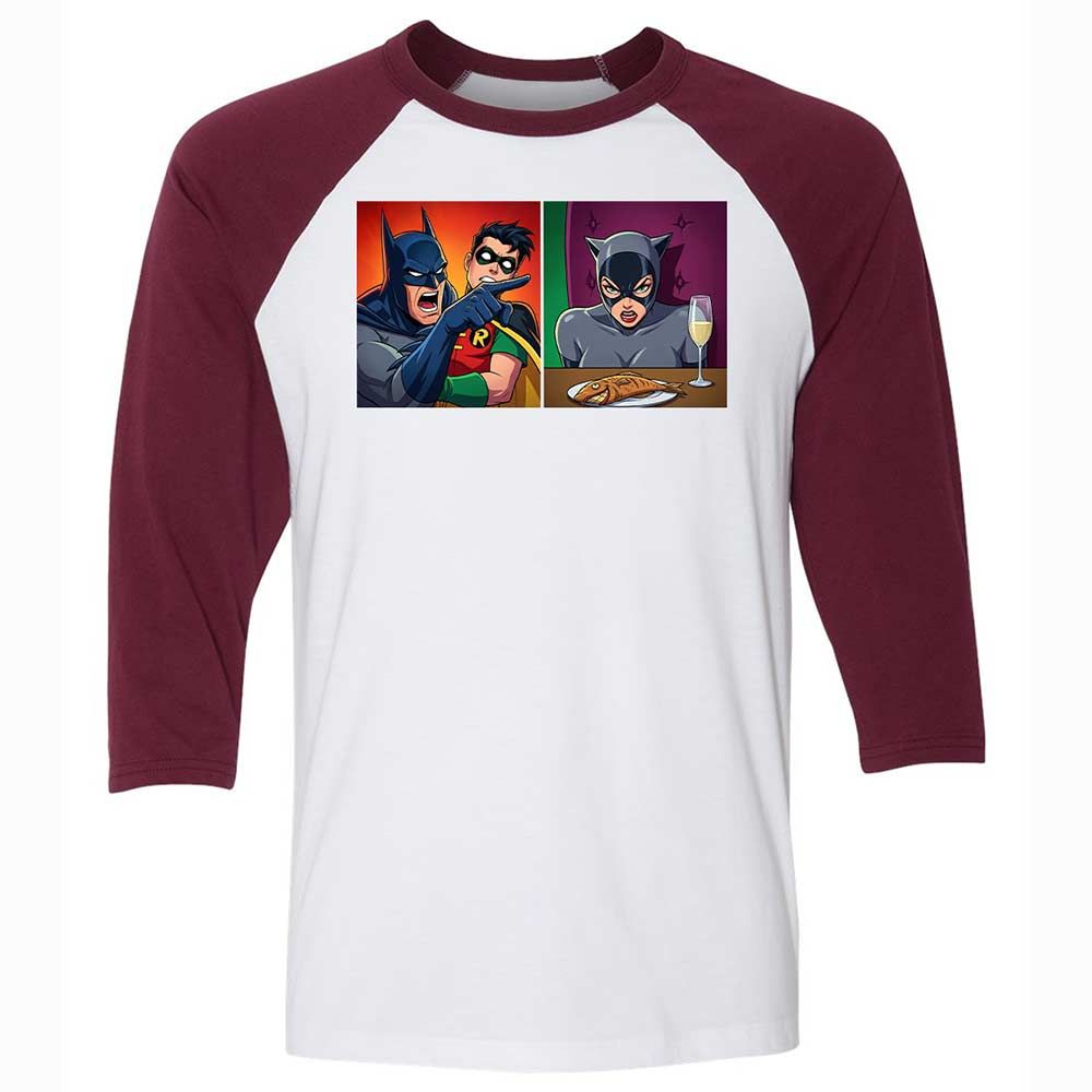 Bat Yelling at Catwoman - White/Maroon - 7