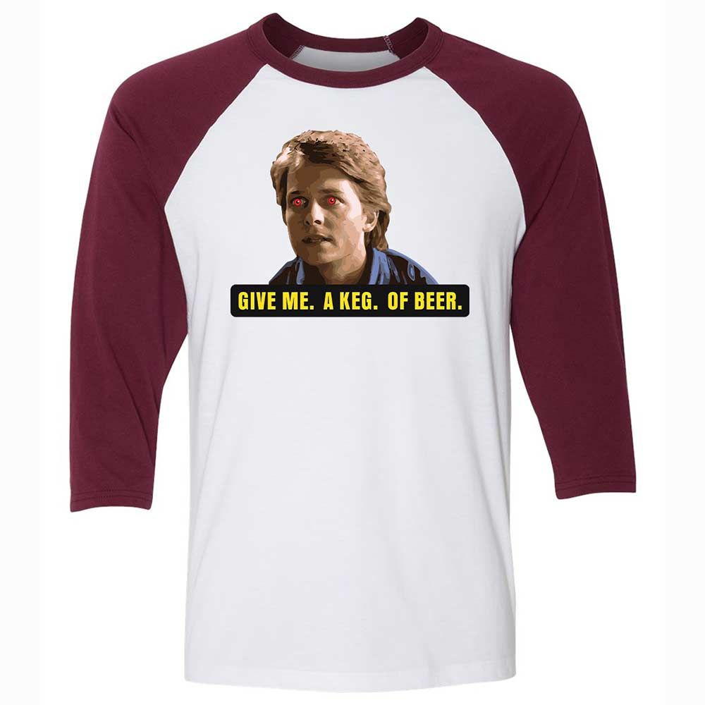 Unisex 3/4 Baseball Tee - LCEQ1LFJ - White/Maroon - 7
