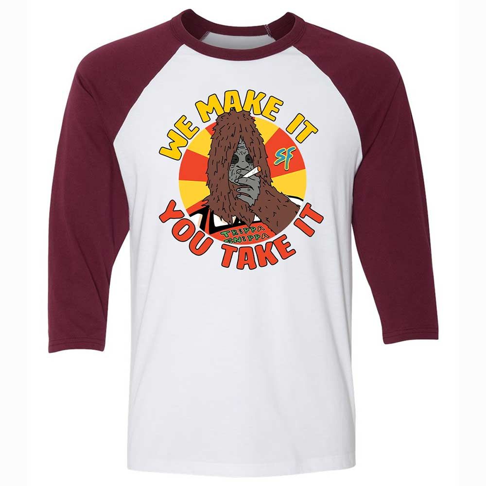 Unisex 3/4 Baseball Tee - 9W83VYV4 - White/Maroon - 7
