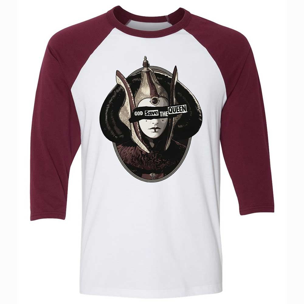 Unisex 3/4 Baseball Tee - 3QXF181K - White/Maroon - 7