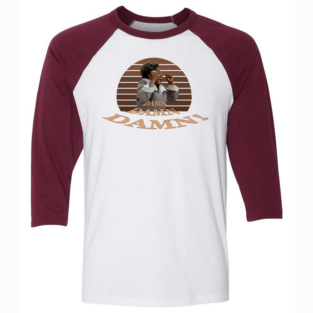 Unisex 3/4 Baseball Tee - FUR3SLY1 - White/Maroon - 7