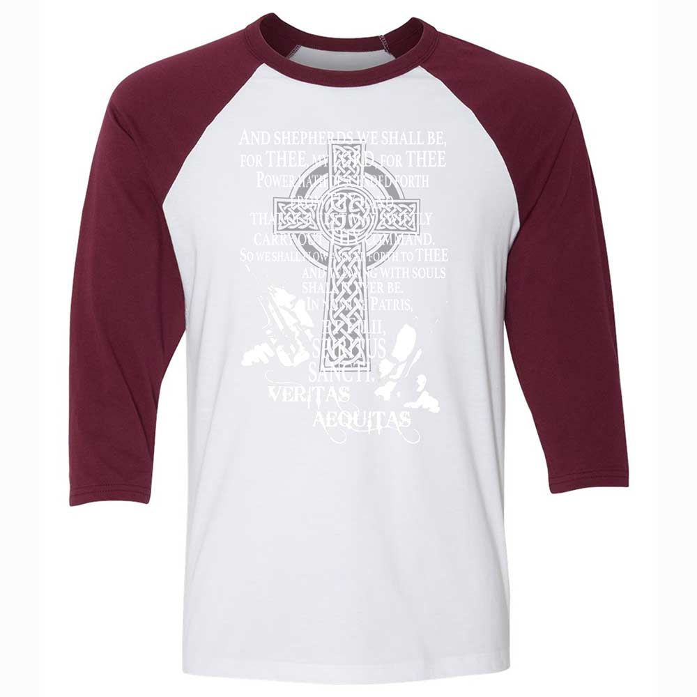 Unisex 3/4 Baseball Tee - TL8V86G1 - White/Maroon - 7