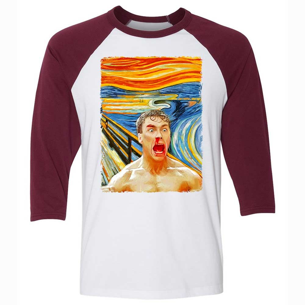 Unisex 3/4 Baseball Tee - V3KF7QZJ - White/Maroon - 7