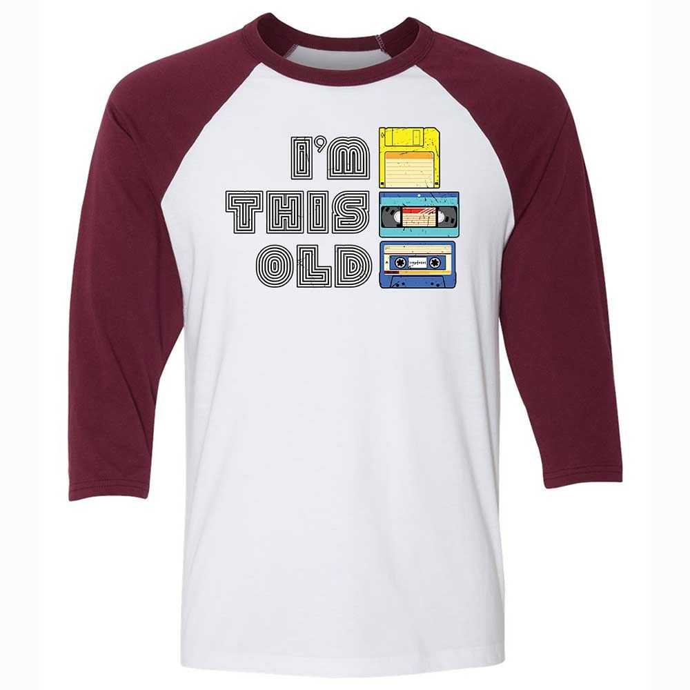 Unisex 3/4 Baseball Tee - Black - White/Maroon - 7