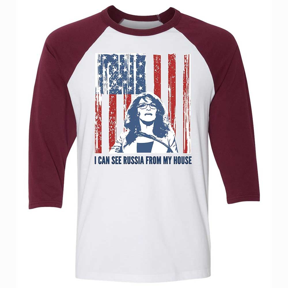 I can see Russia from my house - White/Maroon - 7