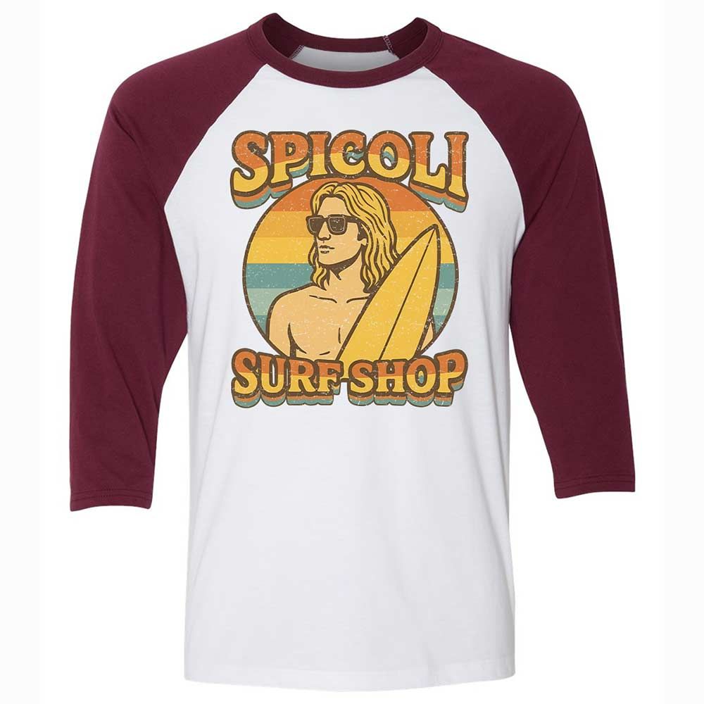 Unisex 3/4 Baseball Tee - SP7EP9W8 - White/Maroon - 7