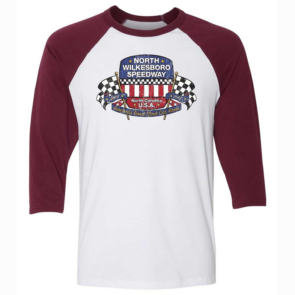 Unisex 3/4 Baseball Tee - 85WRAU1F - White/Maroon - 7