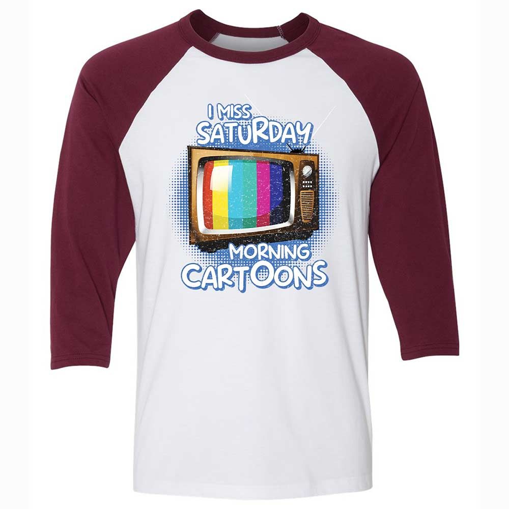 Unisex 3/4 Baseball Tee - D3JLVLP7 - White/Maroon - 7