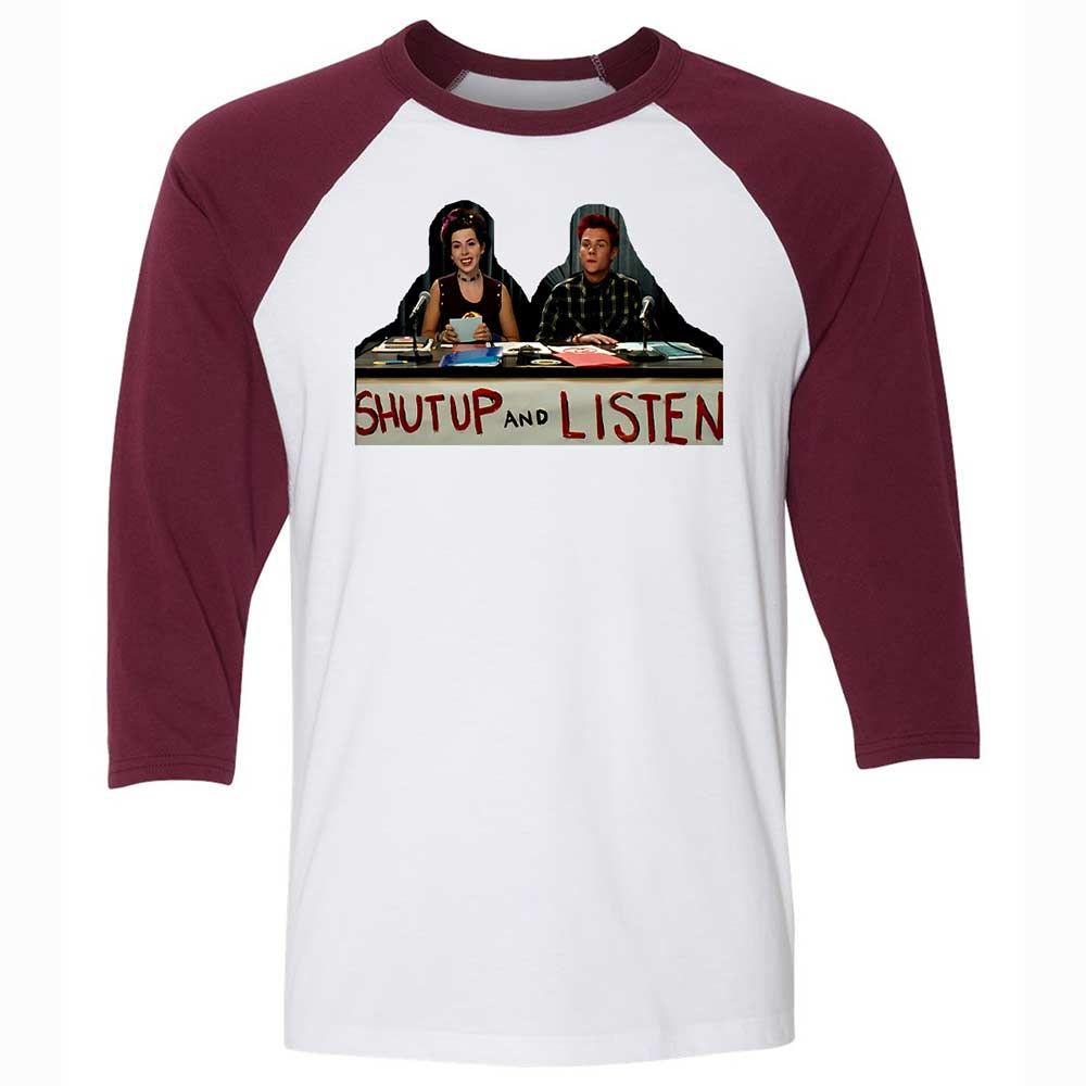 Unisex 3/4 Baseball Tee - QSFB98ZM - White/Maroon - 7