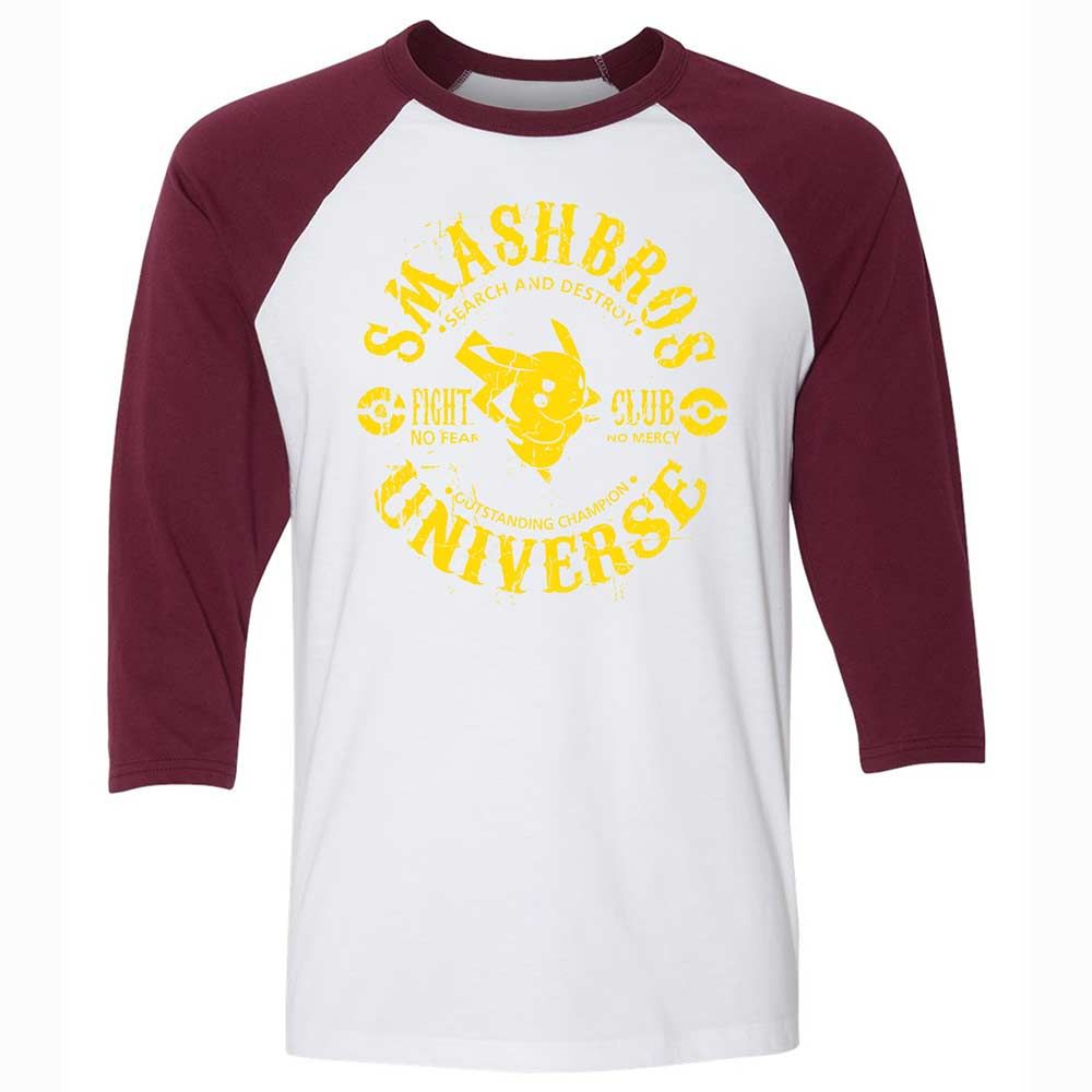 Unisex 3/4 Baseball Tee - GYJFH7M5 - White/Maroon - 7
