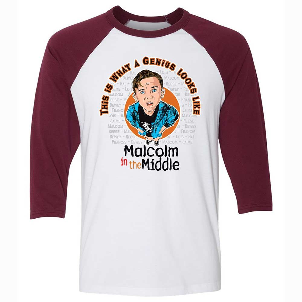 Unisex 3/4 Baseball Tee - D4UV7D98 - White/Maroon - 7