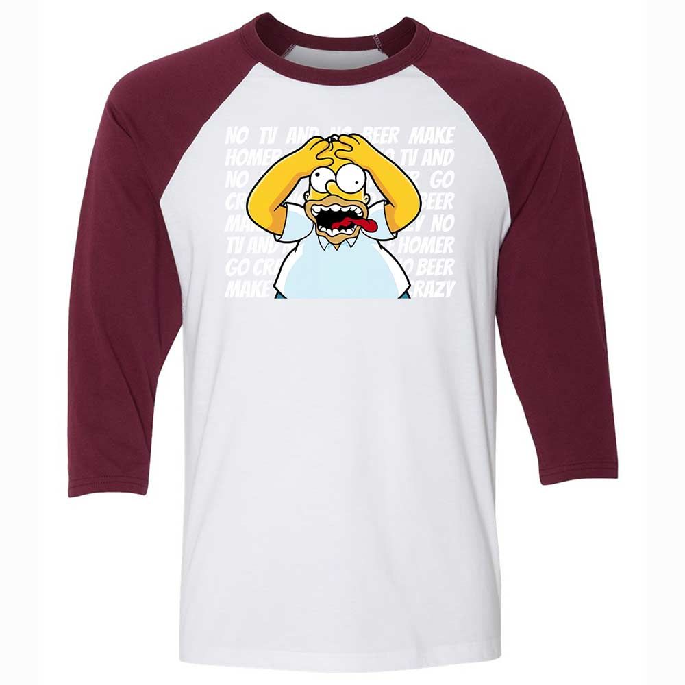 No TV and No Beer Make Homer Go Crazy - White/Maroon - 7
