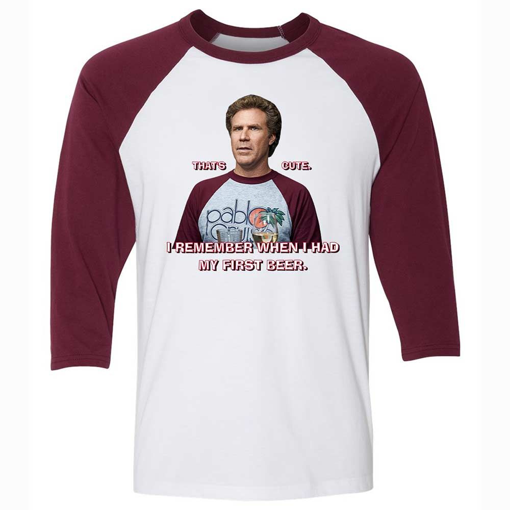 Unisex 3/4 Baseball Tee - UFHBH6HD - White/Maroon - 7