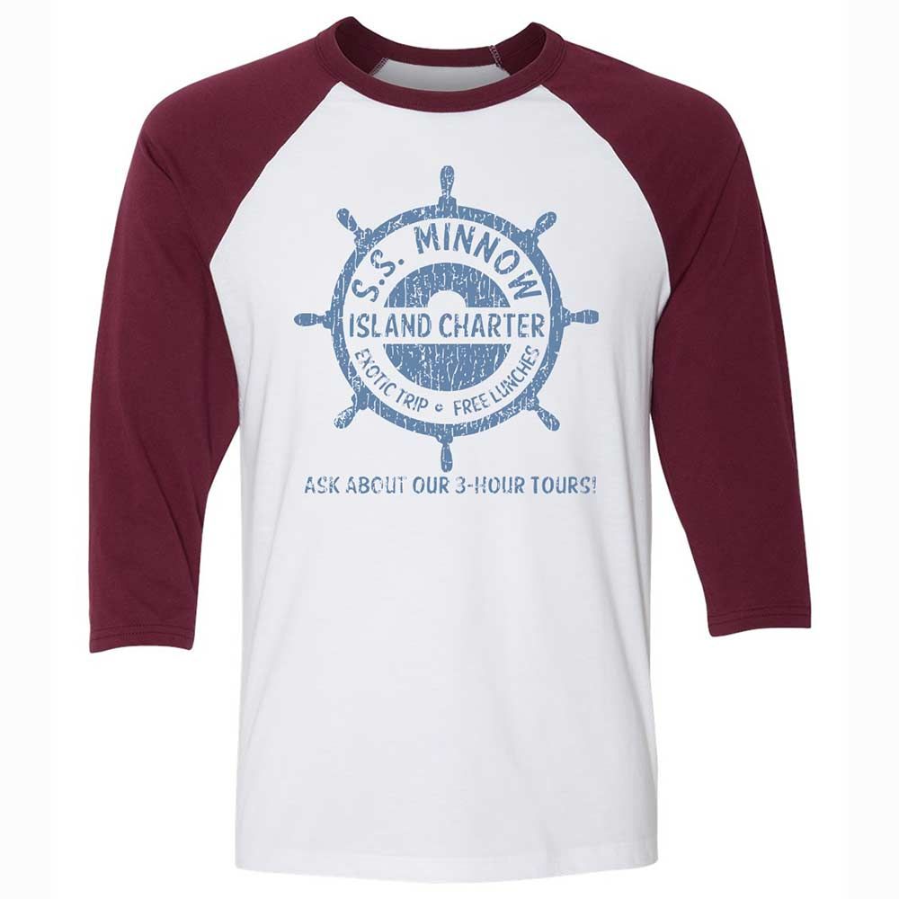 Unisex 3/4 Baseball Tee - 5HCH1WB1 - White/Maroon - 7