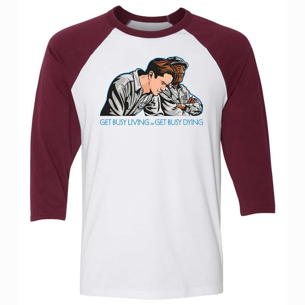 Get Busy Living - White/Maroon - 7