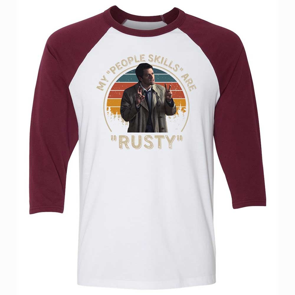 Unisex 3/4 Baseball Tee - J7MQ6F35 - White/Maroon - 7